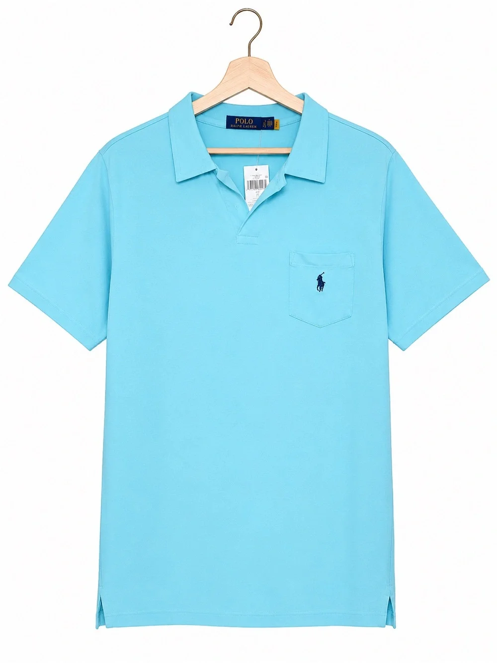 NWT Polo Ralph Lauren Aqua Blue Pocket Polo Shirt Country Club Coastal Preppy